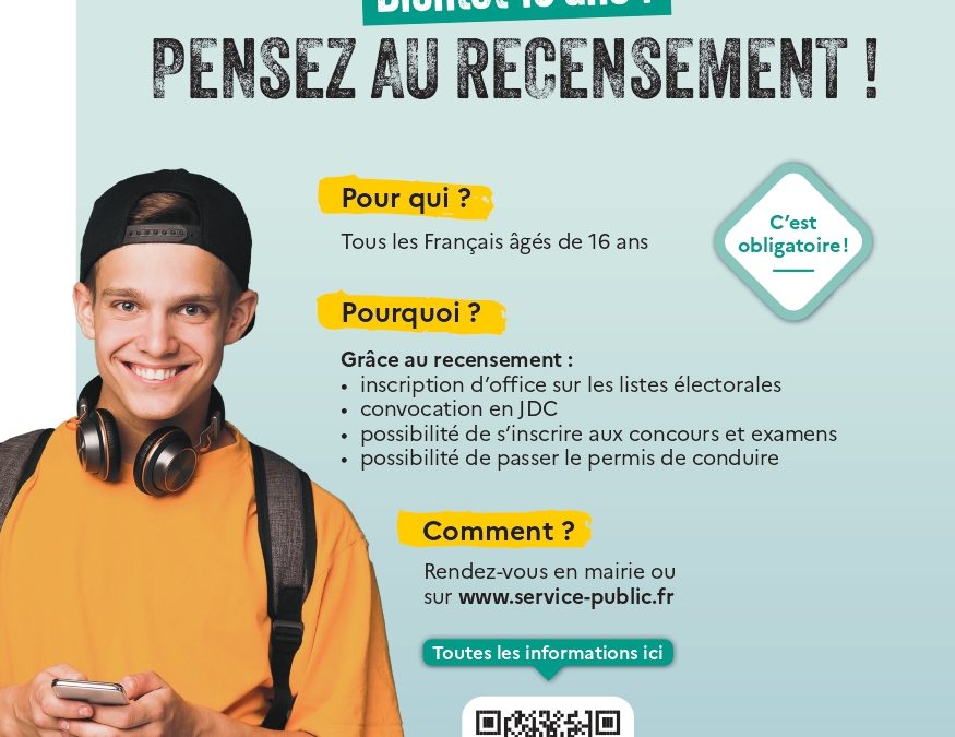 Bientôt 16 ans ? Pensez au recensement !